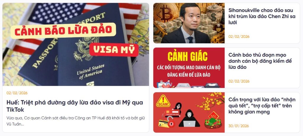 GMNC thường xuyên cảnh báo người dân trên website