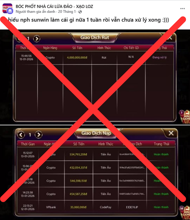 Phốt Sunwin vô căn cứ