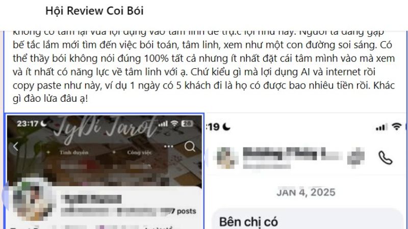 Các bài đăng quảng cáo xem bói online tràn lan trên mạng xã hội