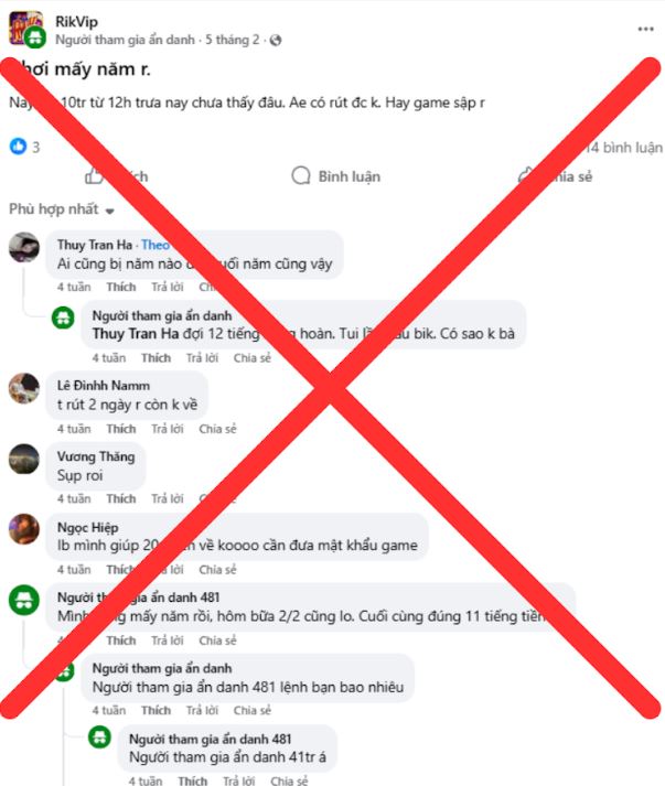 Tố cáo Rikvip chỉ qua văn bản không có dẫn chứng